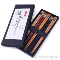 Zealor 5 Pairs Hardwood Chopsticks Set  with 5 Assorted Colors Natural Wooden Chopsticks - B06X927QHC